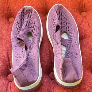 Purple and White Casual Sneakers with Unique Cut-Out Design